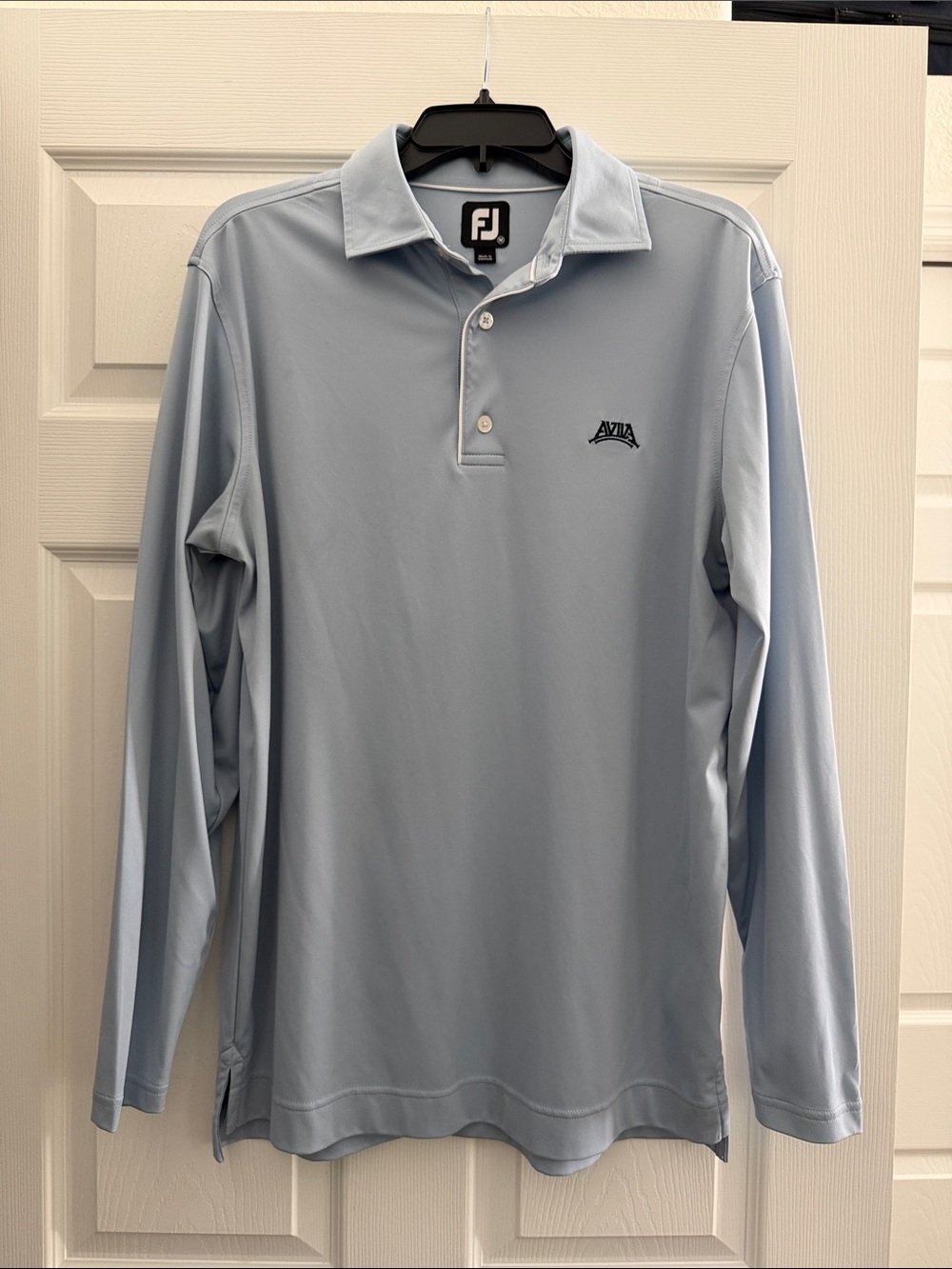 Foot Joy Men’s Light Blue Long-Sleeve Polo Shirt - embroidered with Avila